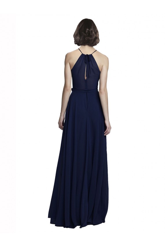 Long Sleeveless Chiffon Dark Navy A-Line Evening Gowns / Bridesmaid Dresses Colchester