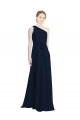 Long Sleeveless Chiffon Dark Navy One Shoulder A-Line Bridesmaid Dress / Evening Dress Colchester