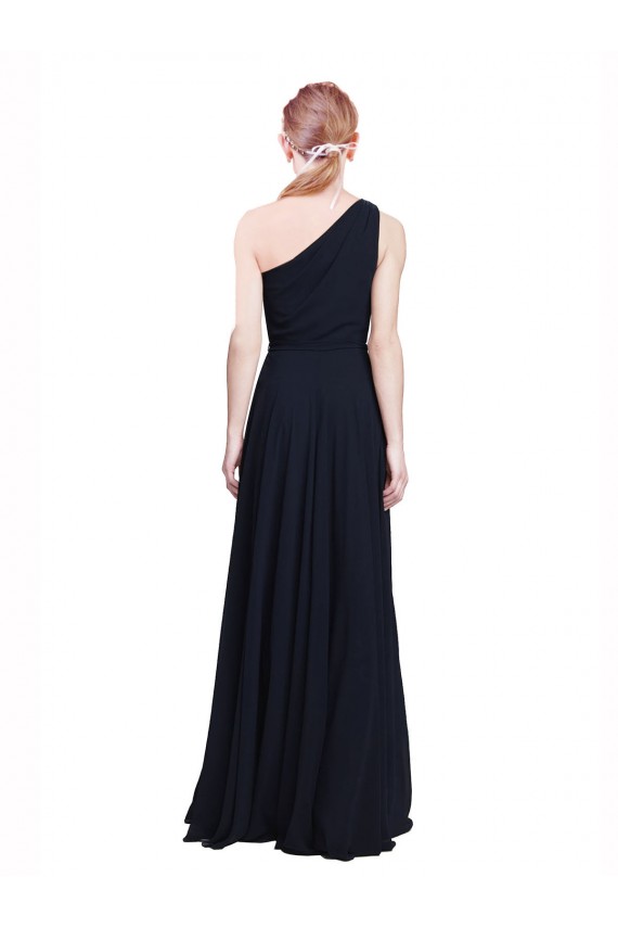 Long Sleeveless Chiffon Dark Navy One Shoulder A-Line Bridesmaid Dress / Evening Dress Colchester