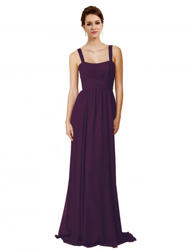 Sweep Train Sleeveless Soft Chiffon Grape A-Line Bridesmaid Dress Colchester