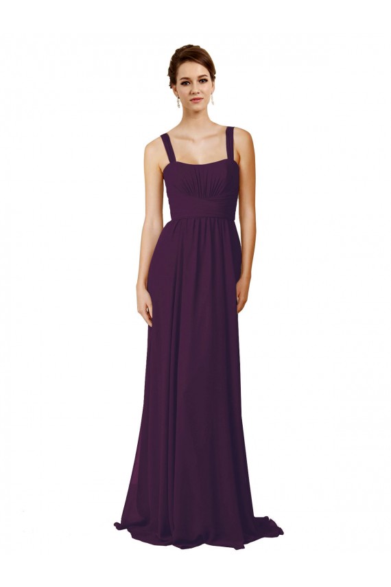 Sweep Train Sleeveless Soft Chiffon Grape A-Line Bridesmaid Dress Colchester