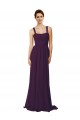 Sweep Train Sleeveless Soft Chiffon Grape A-Line Bridesmaid Dress Colchester
