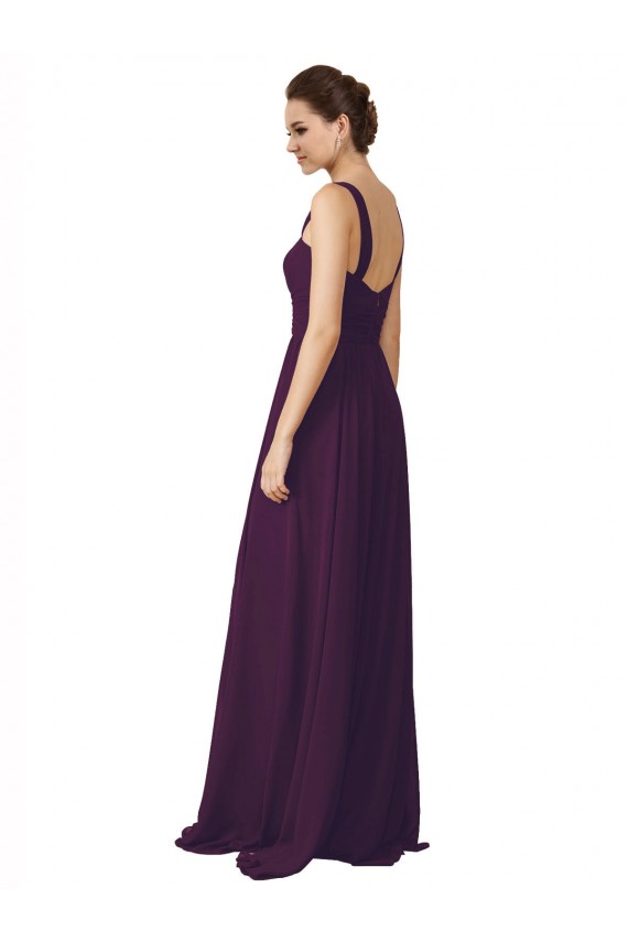 Sweep Train Sleeveless Soft Chiffon Grape A-Line Bridesmaid Dress Colchester