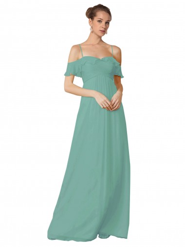 Long Flutter Sleeves Soft Chiffon Seaside A-Line Bridesmaid Dress Colchester