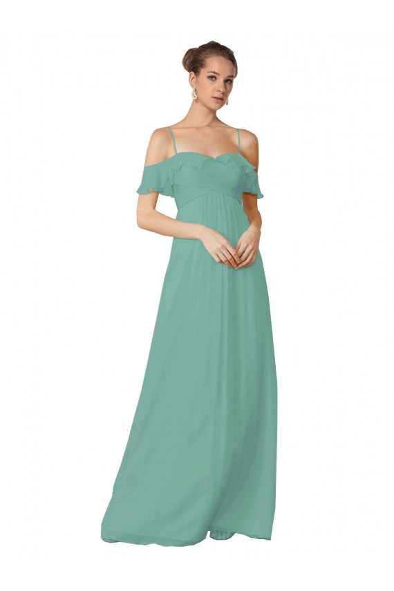 Long Flutter Sleeves Soft Chiffon Seaside A-Line Bridesmaid Dress Colchester