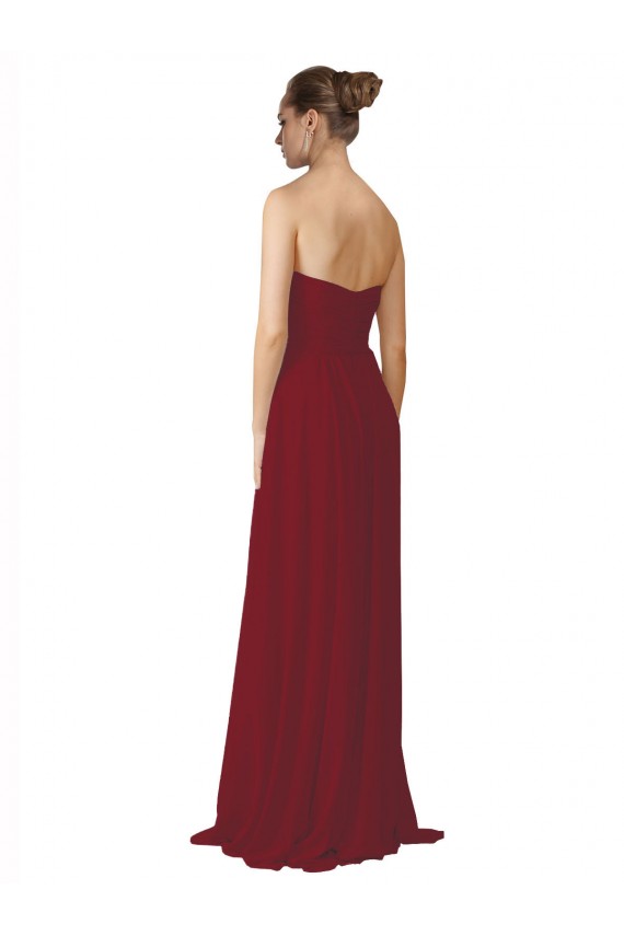 Long Sleeveless Soft Chiffon Burgundy A-Line Bridesmaid Dresses Colchester