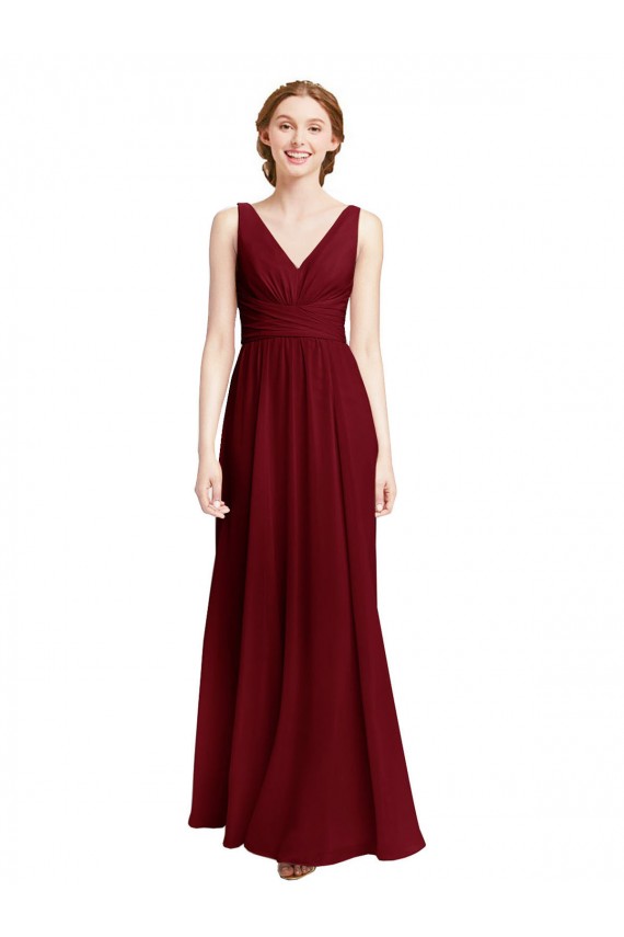 Long Sleeveless Chiffon Burgundy A-Line Bridesmaid Dress / Evening Gowns Colchester