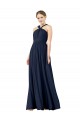 Long Sleeveless Chiffon Dark Navy Princess Bridesmaid Gowns Colchester