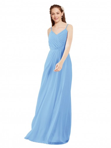 Long Sleeveless Soft Chiffon Periwinkle Sheath Bridesmaid Dress Colchester