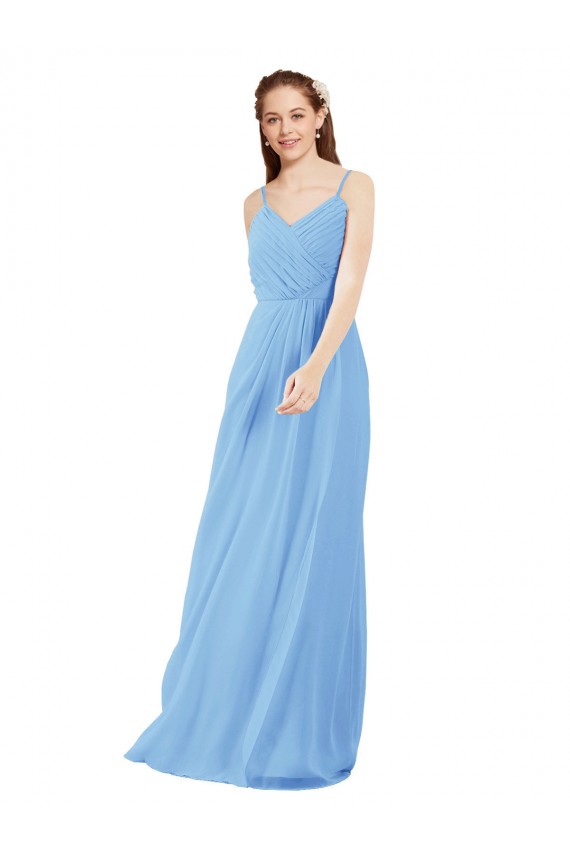 Long Sleeveless Soft Chiffon Periwinkle Sheath Bridesmaid Dress Colchester