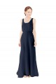 Long Sleeveless Soft Chiffon Dark Navy Scoop Neck A-Line Bridesmaid Dress Colchester