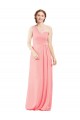 Long Sleeveless Soft Chiffon Salmon A-Line Bridal Party Dress Colchester