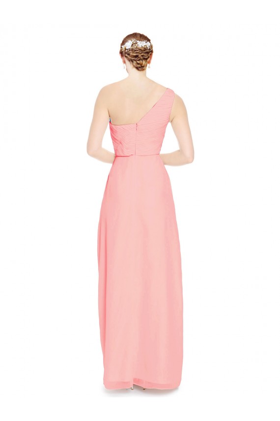 Long Sleeveless Soft Chiffon Salmon A-Line Bridal Party Dress Colchester