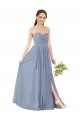 Long Sleeveless Soft Chiffon Dusty Blue A-Line Evening Gowns / Bridesmaid Dress Colchester