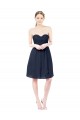 Knee Length Sleeveless Soft Chiffon Dark Navy A-Line Bridesmaid Dress Colchester