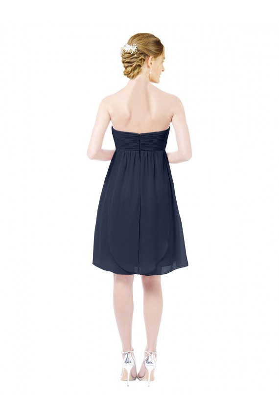 Knee Length Sleeveless Soft Chiffon Dark Navy A-Line Bridesmaid Dress Colchester