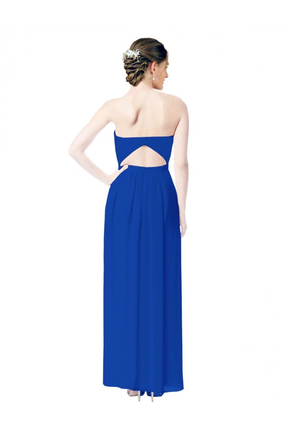 Long Sleeveless Soft Chiffon Royal Blue Sheath Bridesmaid Dress Colchester