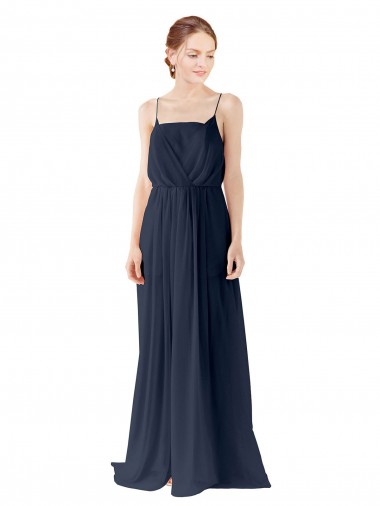 Long Sleeveless Chiffon Dark Navy A-Line Bridesmaid Dress / Evening Gowns Colchester