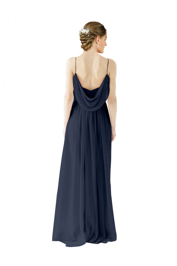 Long Sleeveless Chiffon Dark Navy A-Line Bridesmaid Dress / Evening Gowns Colchester