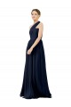 Long Sleeveless Chiffon Dark Navy A-Line Bridal Party Dress / Evening Dress Colchester