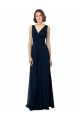 Long Sleeveless Chiffon Dark Navy A-Line Bridal Party Dress Colchester