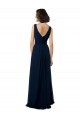 Long Sleeveless Chiffon Dark Navy A-Line Bridal Party Dress Colchester