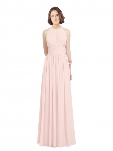 Long Sleeveless Pink Chiffon A-Line Bridesmaid Dress Colchester
