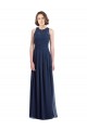 Long Floor Length Sleeveless Chiffon Dark Navy Halter Neck A-Line Bridesmaid Dress Colchester