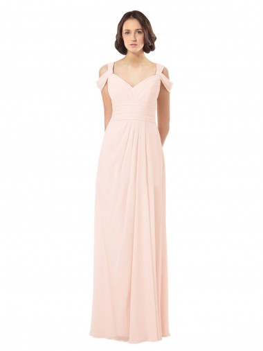 Long Sleeveless Chiffon Pink A-Line Bridesmaid Dress / Evening Dress Colchester