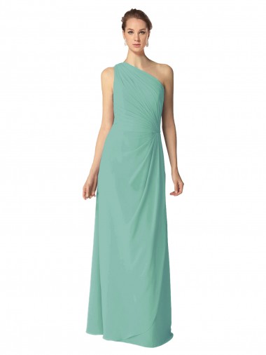 Long Sleeveless Soft Chiffon Jade A-Line Bridesmaid Dress Colchester