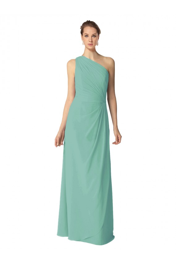 Long Sleeveless Soft Chiffon Jade A-Line Bridesmaid Dress Colchester