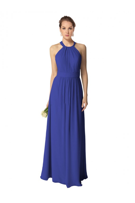 Long Sleeveless Soft Chiffon Royal Blue A-Line Evening Dress / Bridesmaid Dress Colchester