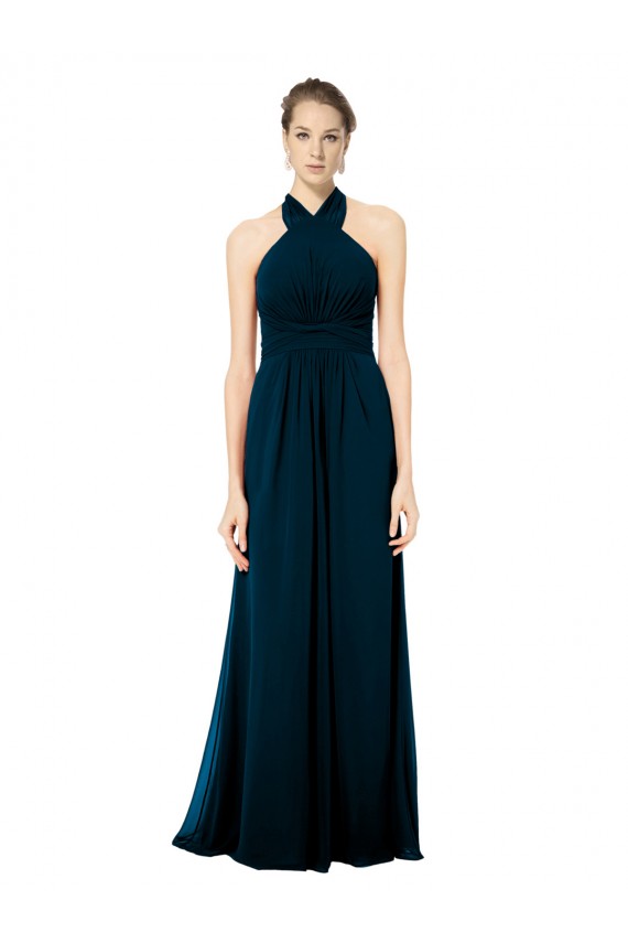 Long Sleeveless Soft Chiffon Midnight Green A-Line Formal Dress / Bridesmaid Dress Colchester
