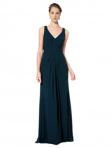 Long Sleeveless Soft Chiffon Midnight Green A-Line Bridesmaid Dress Colchester