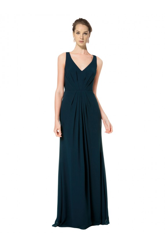 Long Sleeveless Soft Chiffon Midnight Green A-Line Bridesmaid Dress Colchester