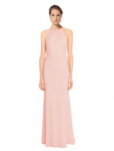 Long Sleeveless Chiffon Pink A-Line Bridesmaid Dress Colchester