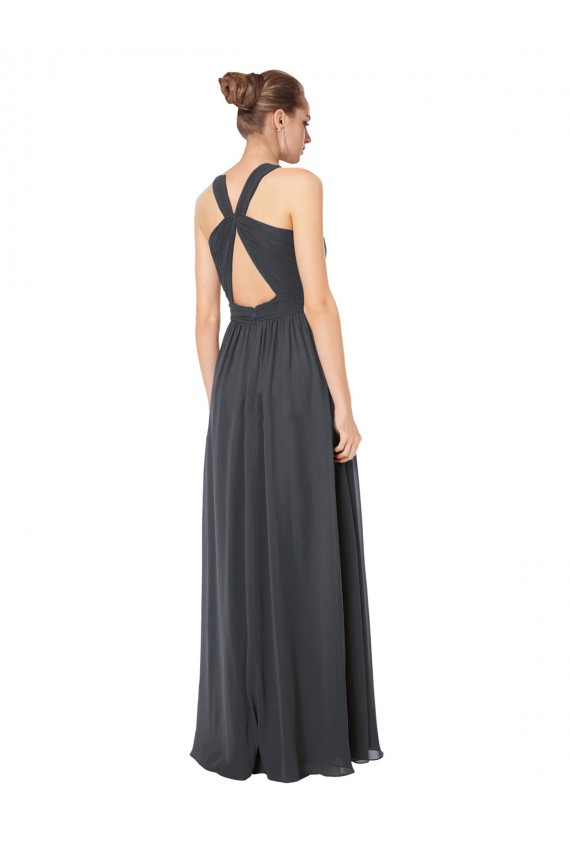 Long Sleeveless Soft Chiffon Stormy Silver A-Line Bridesmaid Dress Colchester