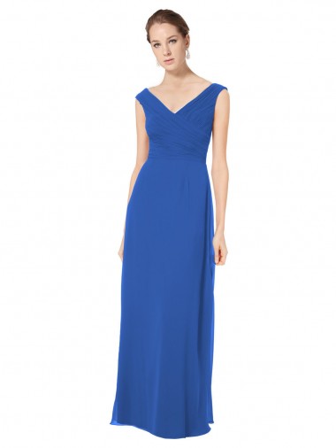 Long Sleeveless Soft Chiffon Royal Blue A-Line Bridesmaid Dresses Colchester