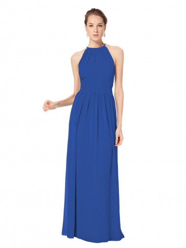 Long Sleeveless Chiffon Royal Blue A-Line Bridesmaid Dress / Evening Dress Colchester