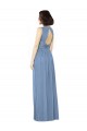 Long Sleeveless Soft Chiffon Dusty Blue Bateau Neck A-Line Bridesmaid Dress Colchester