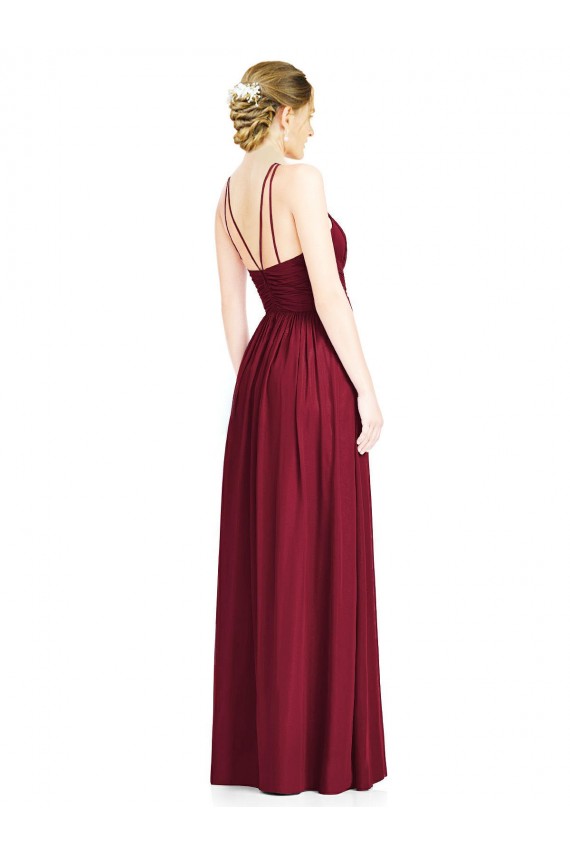 Long Sleeveless Chiffon Burgundy A-Line Formal Dress / Bridesmaid Dress Colchester