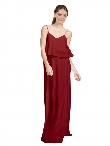 Long Sleeveless Chiffon Burgundy A-Line Bridesmaid Dress Colchester