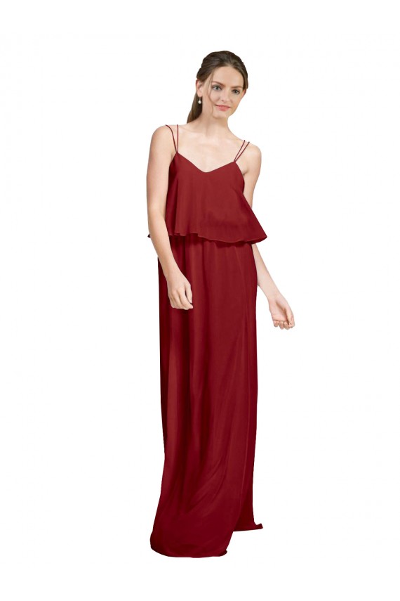 Long Sleeveless Chiffon Burgundy A-Line Bridesmaid Dress Colchester