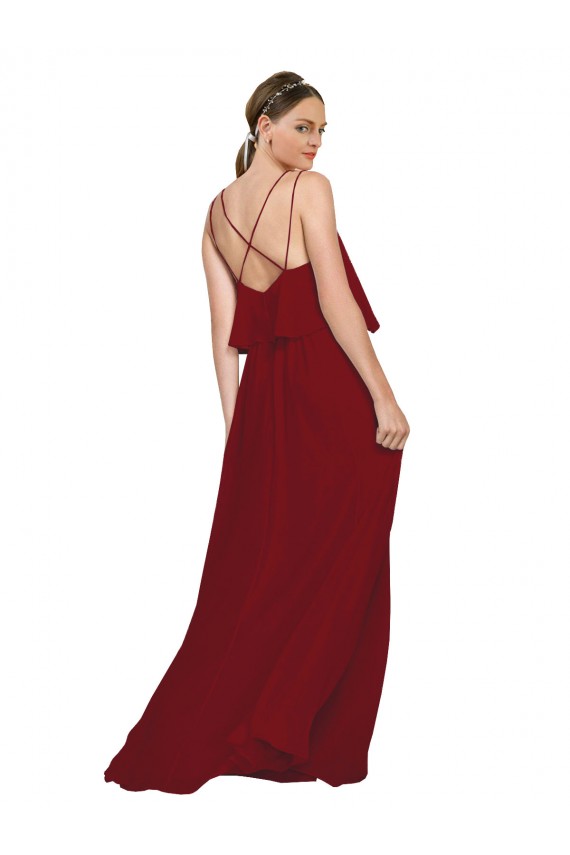 Long Sleeveless Chiffon Burgundy A-Line Bridesmaid Dress Colchester