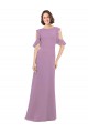 Long Cold Shoulder Soft Chiffon Dark Lavender A-Line Bridesmaid Dresses Colchester