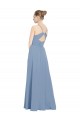 Long Sleeveless Soft Chiffon Dusty Blue A-Line Evening Dress / Bridesmaid Dress Colchester