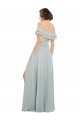 Long Sleeveless Soft Chiffon Sea Glass Off the Shoulder A-Line Bridesmaid Dress Colchester