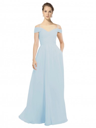 Long Sleeveless Soft Chiffon Sea Glass A-Line Evening Dress / Bridesmaid Dress Colchester