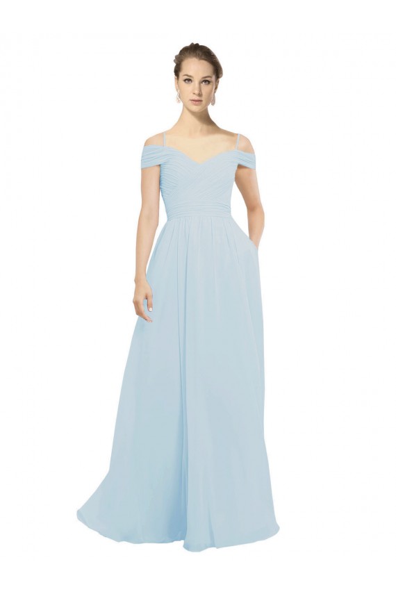 Long Sleeveless Soft Chiffon Sea Glass A-Line Evening Dress / Bridesmaid Dress Colchester