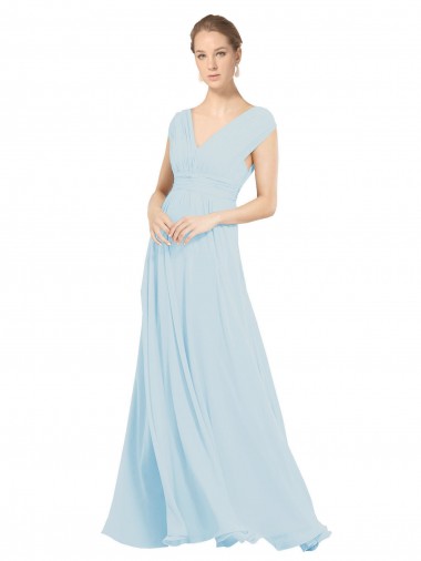 Long Sleeveless Soft Chiffon Sea Glass A-Line Bridesmaid Dress Colchester